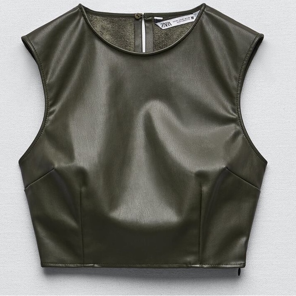 Faux leather top green